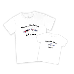 Mommy & Me Set Organic Cotton T-Shirts - White Bunny Candy Boy - The Wee Bean